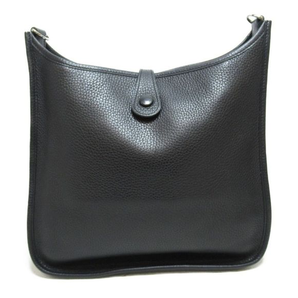 Hermes PM Shoulder Bag Leather Taurillon Clemence Black - Picture 2 of 7
